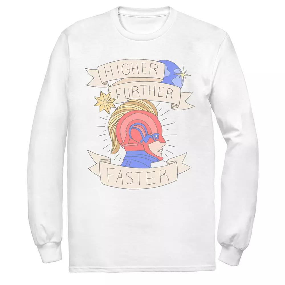 Men's Marvel Captain Marvel Higher Further Faster Banner Tee, Size: XL, White Product Image