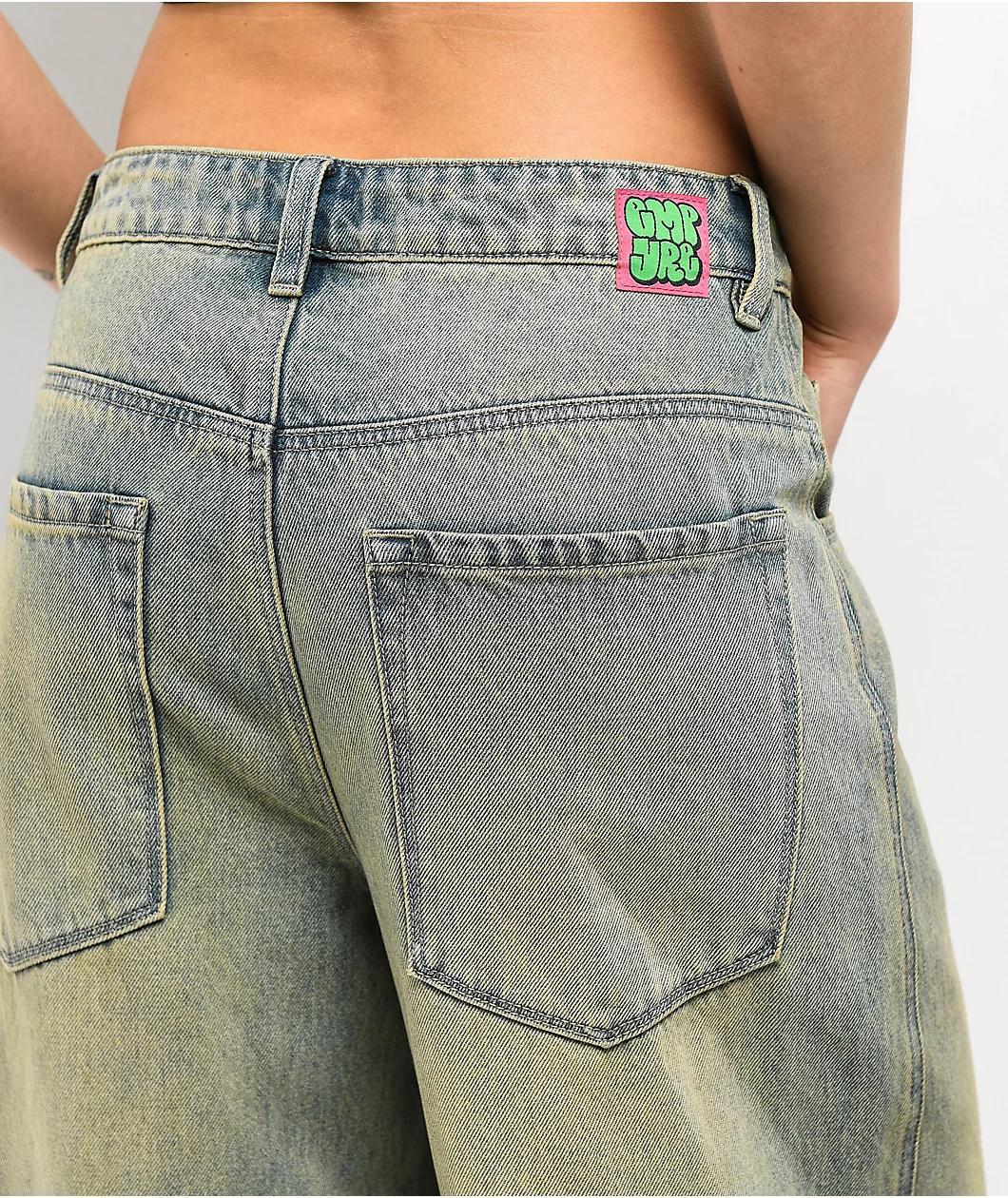 Empyre Extent Blue Wash Low Rise Wide Leg Jeans Product Image