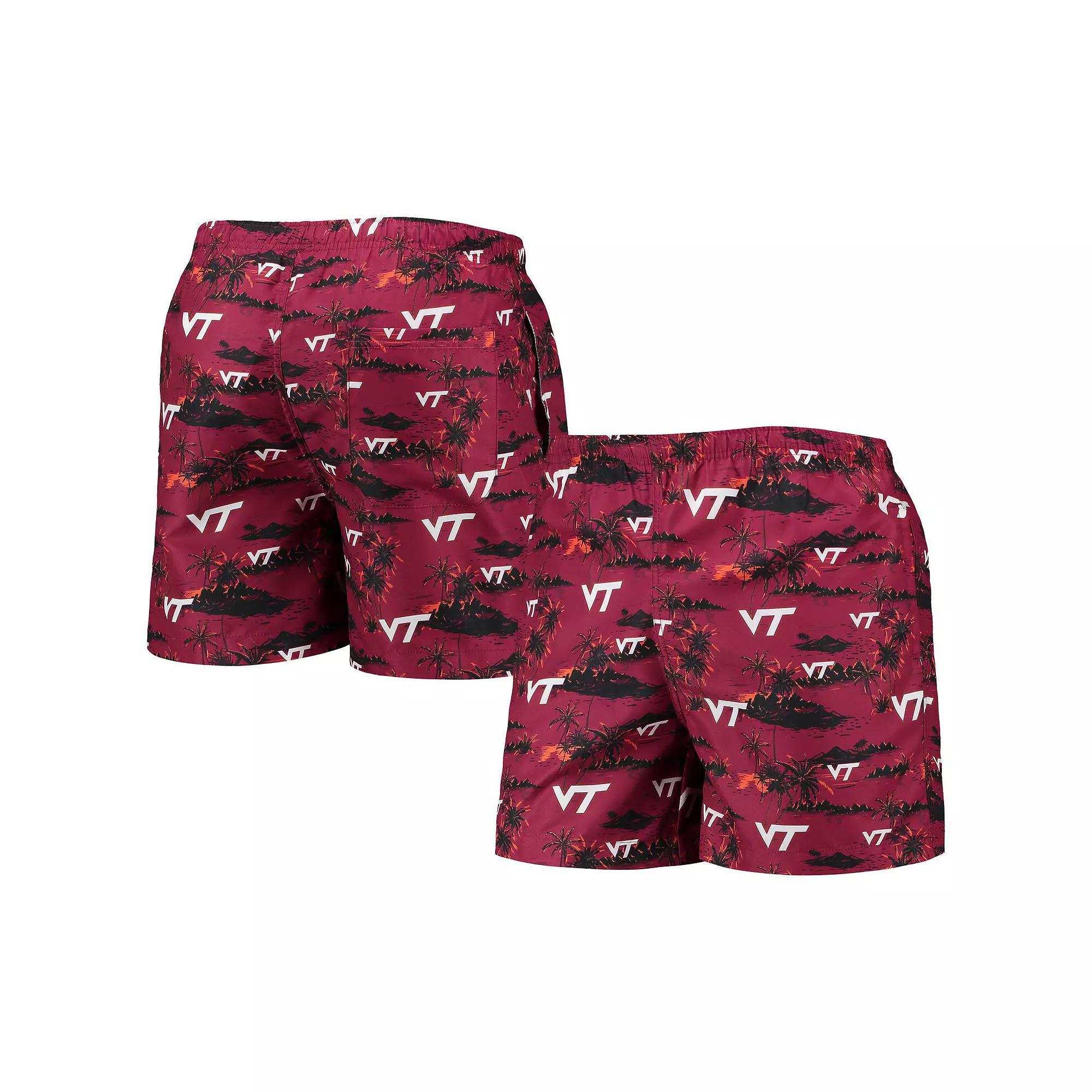 Men's FOCO Maroon Virginia Tech Hokies Island Palm Swim Trunks, Size: 2XL, Red Product Image