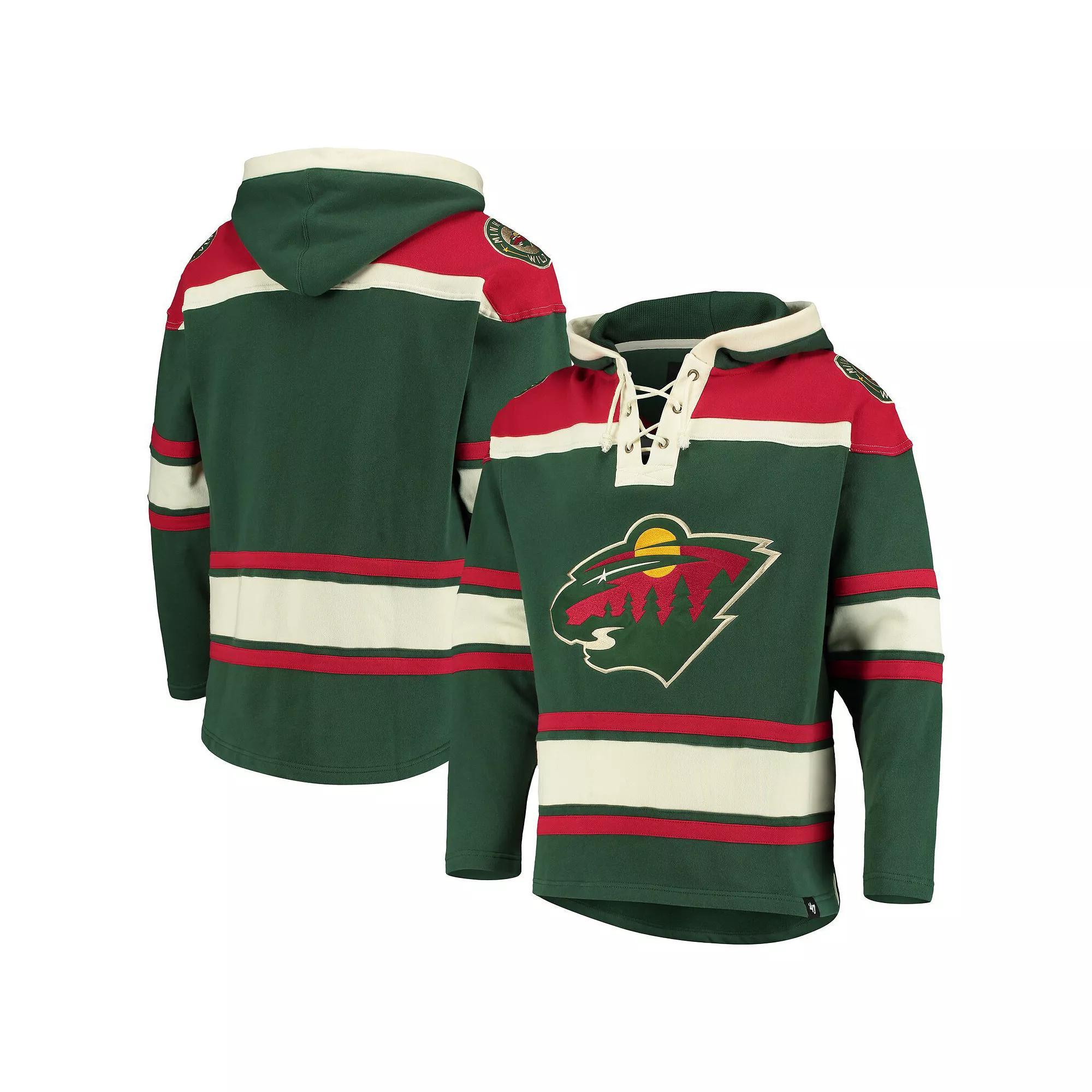 Men's '47 Green Minnesota Wild Superior Lacer Pullover Hoodie, Size: Large Product Image