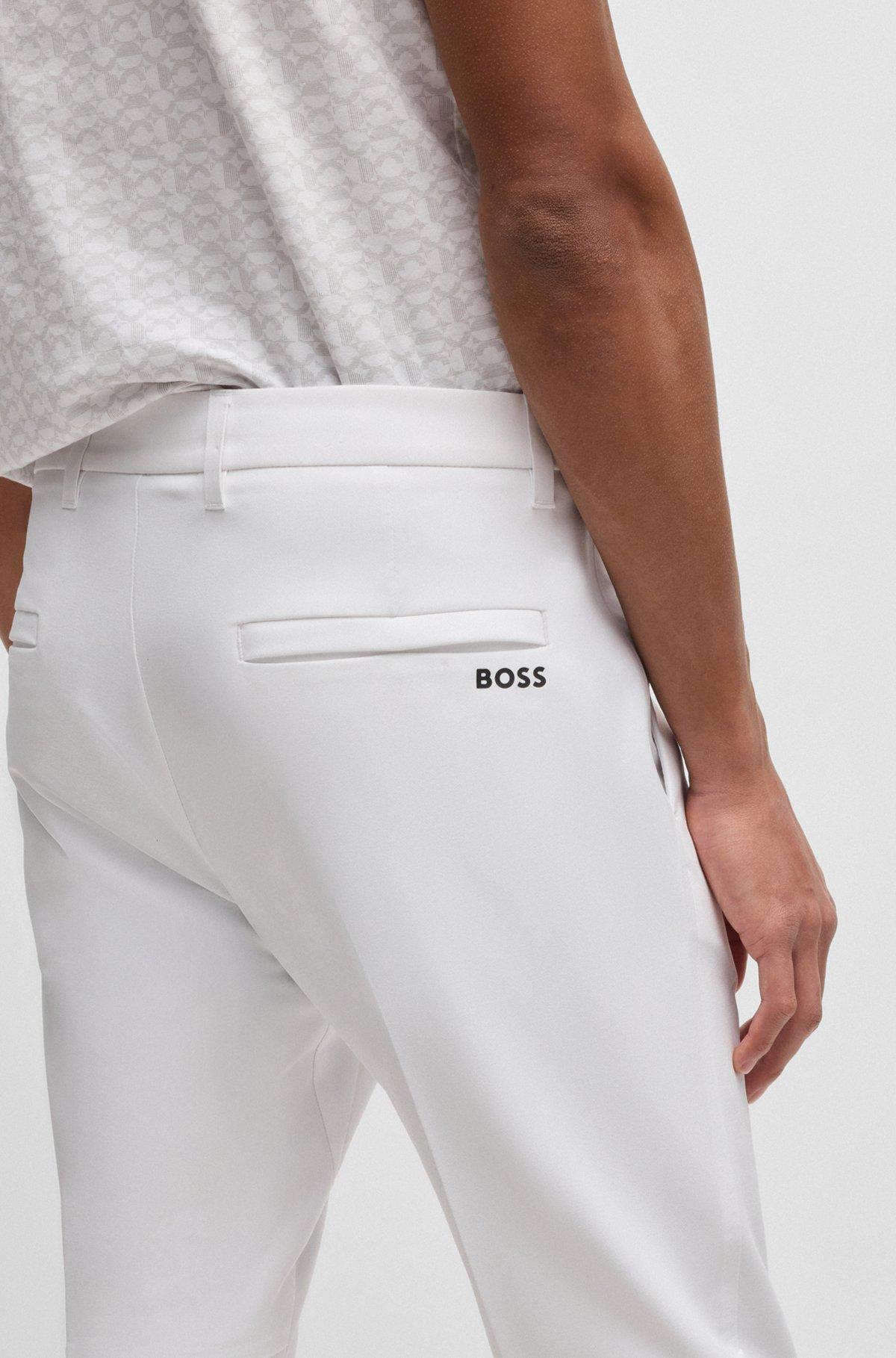 BOSS - Slim-fit pants in water-repellent stretch fabric - White Product Image