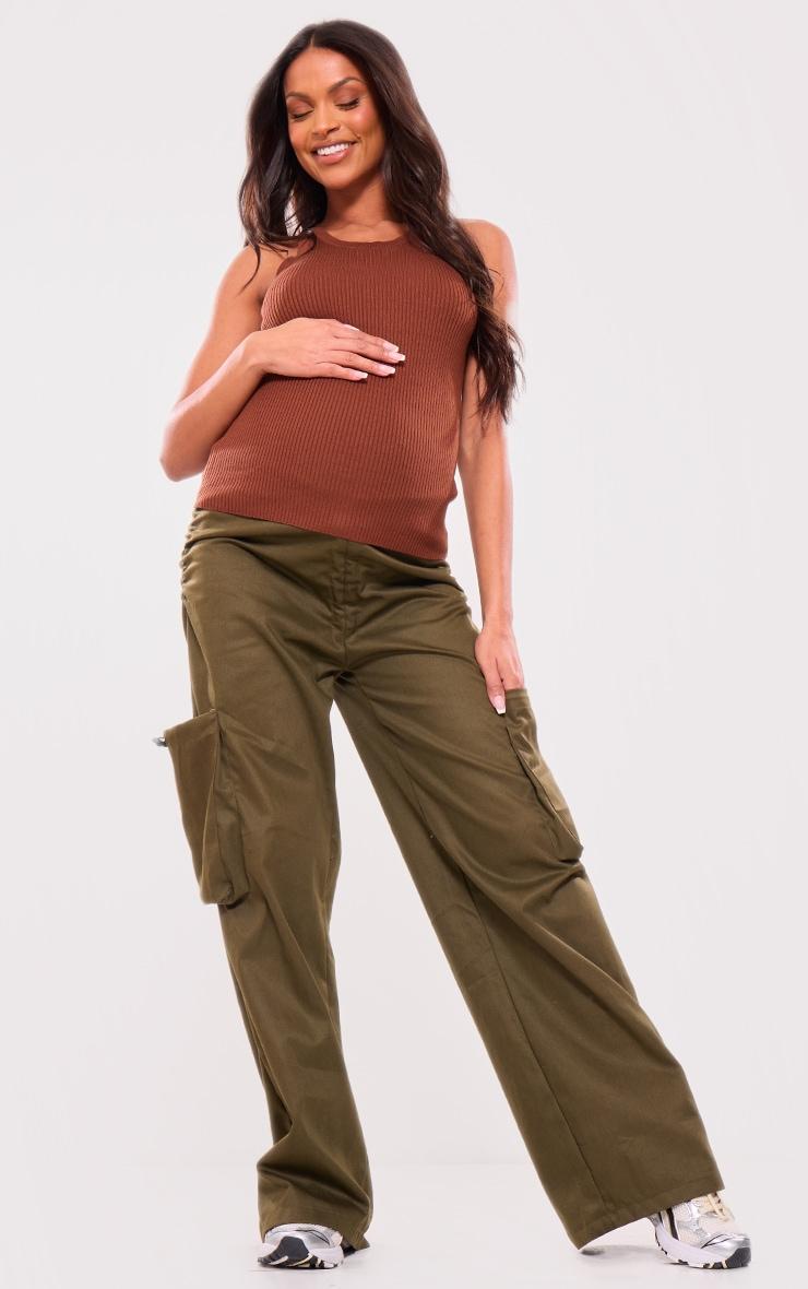 Maternity Coffee Knitted Longline Vest Product Image