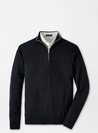 Peter Millar Mens Excursionist Flex Quarter-Zip Sweater | Color: Black | Size: S Product Image
