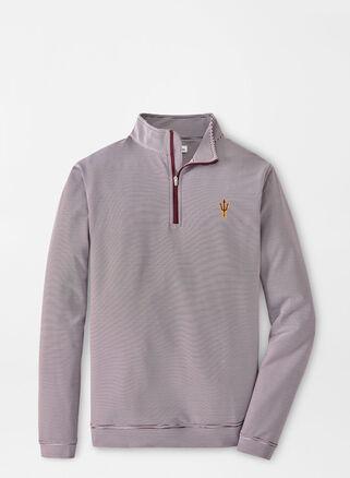 Peter Millar Mens Arizona State Perth Mini-Stripe Performance Pullover | Color: Maroon / White | Size: S Product Image