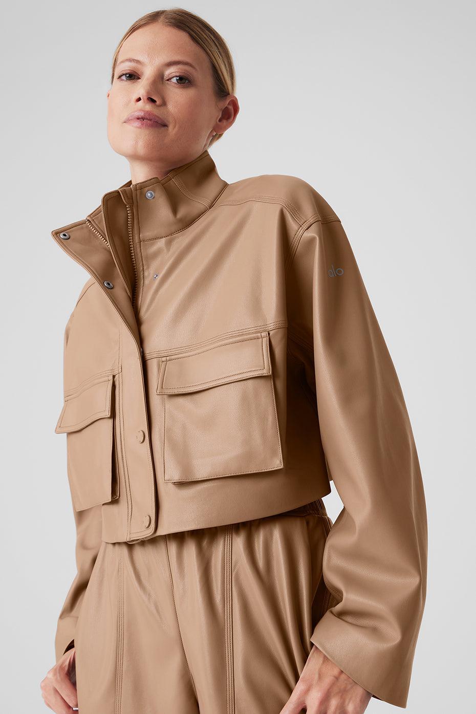 Faux Leather Power Hour Jacket - Toasted Almond Product Image