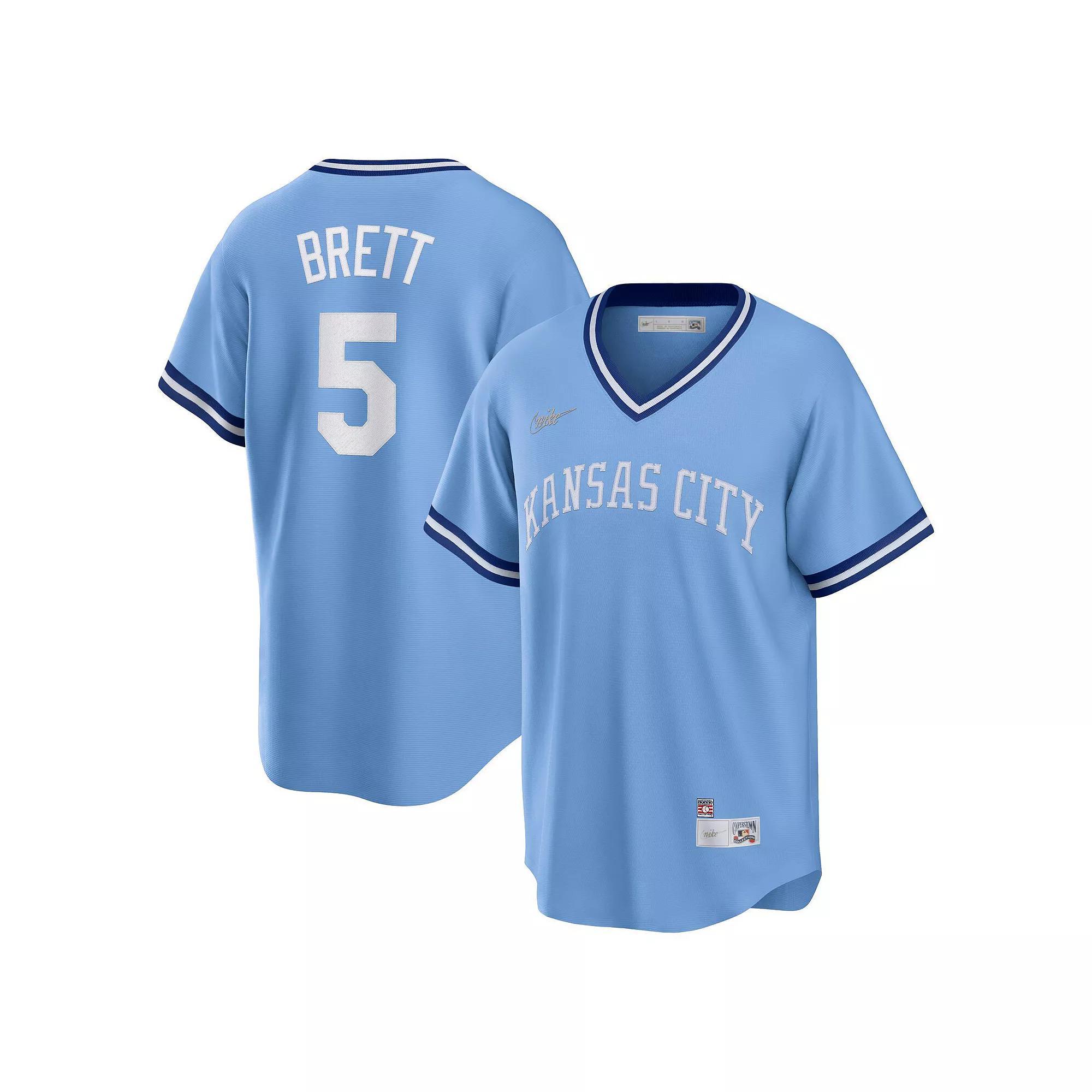 Mens Nike George Brett Blue Kansas City Royals Road Cooperstown Collection Player Jersey Product Image