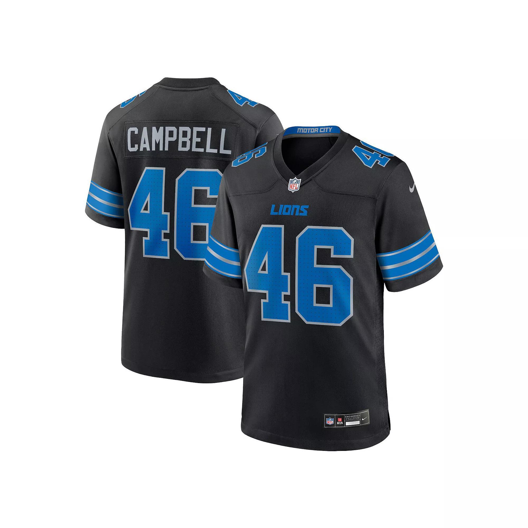 Men's Nike Jack Campbell Black Detroit Lions 2nd Alternate Game Jersey, Size: Large Product Image