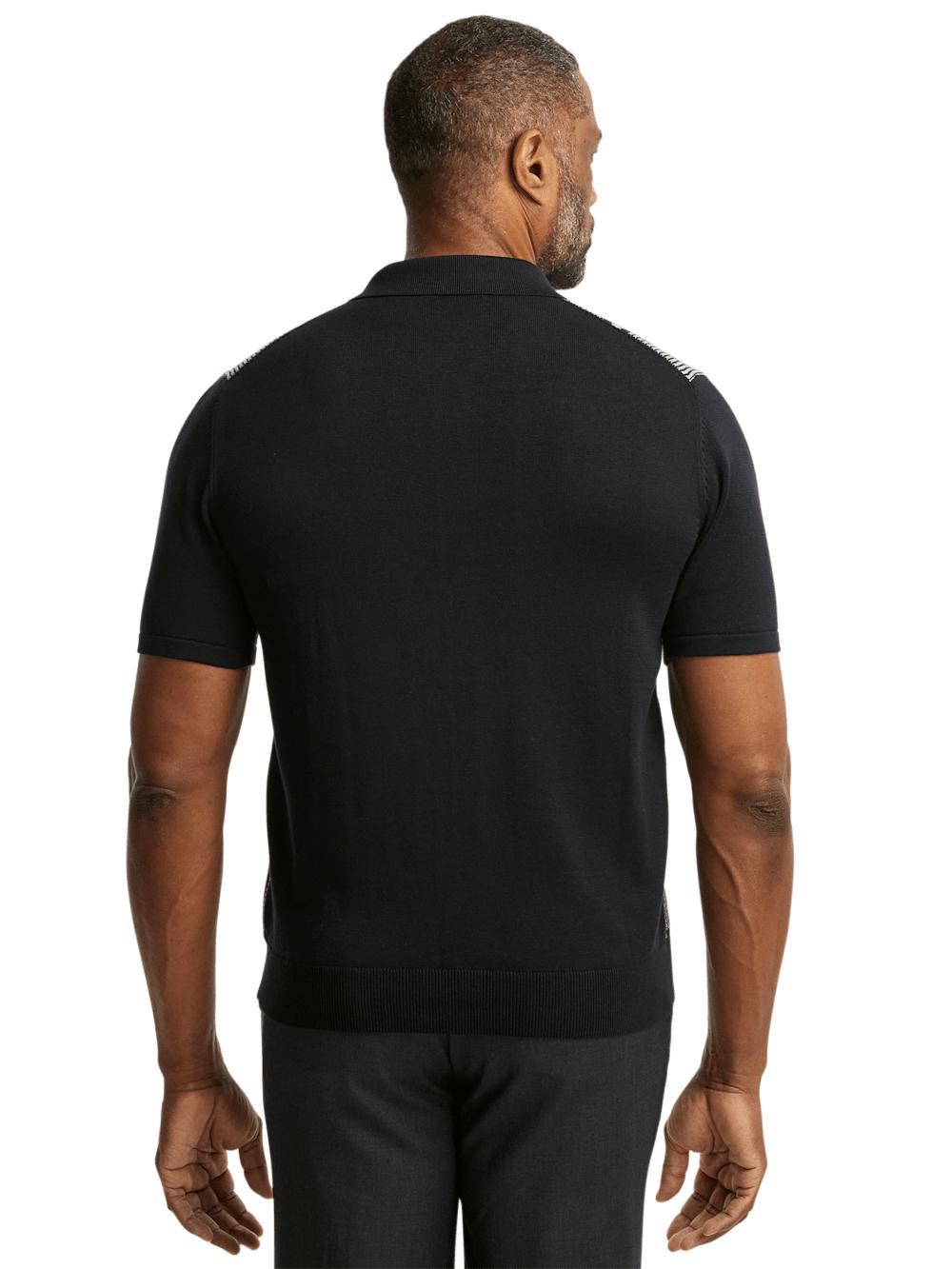 Cotton Button Front Polo - Black Product Image