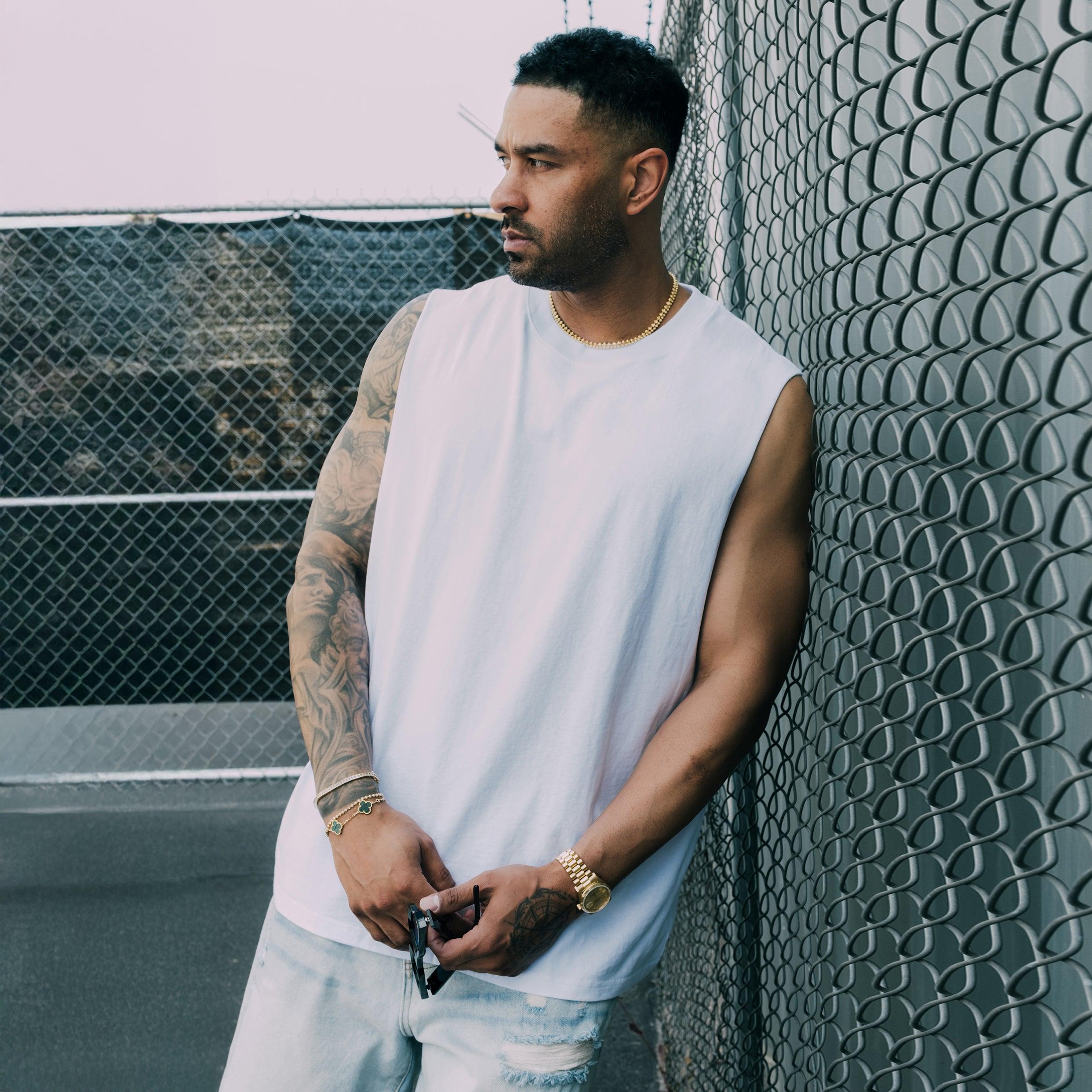The Dean Sleeveless Tee - White Male Product Image