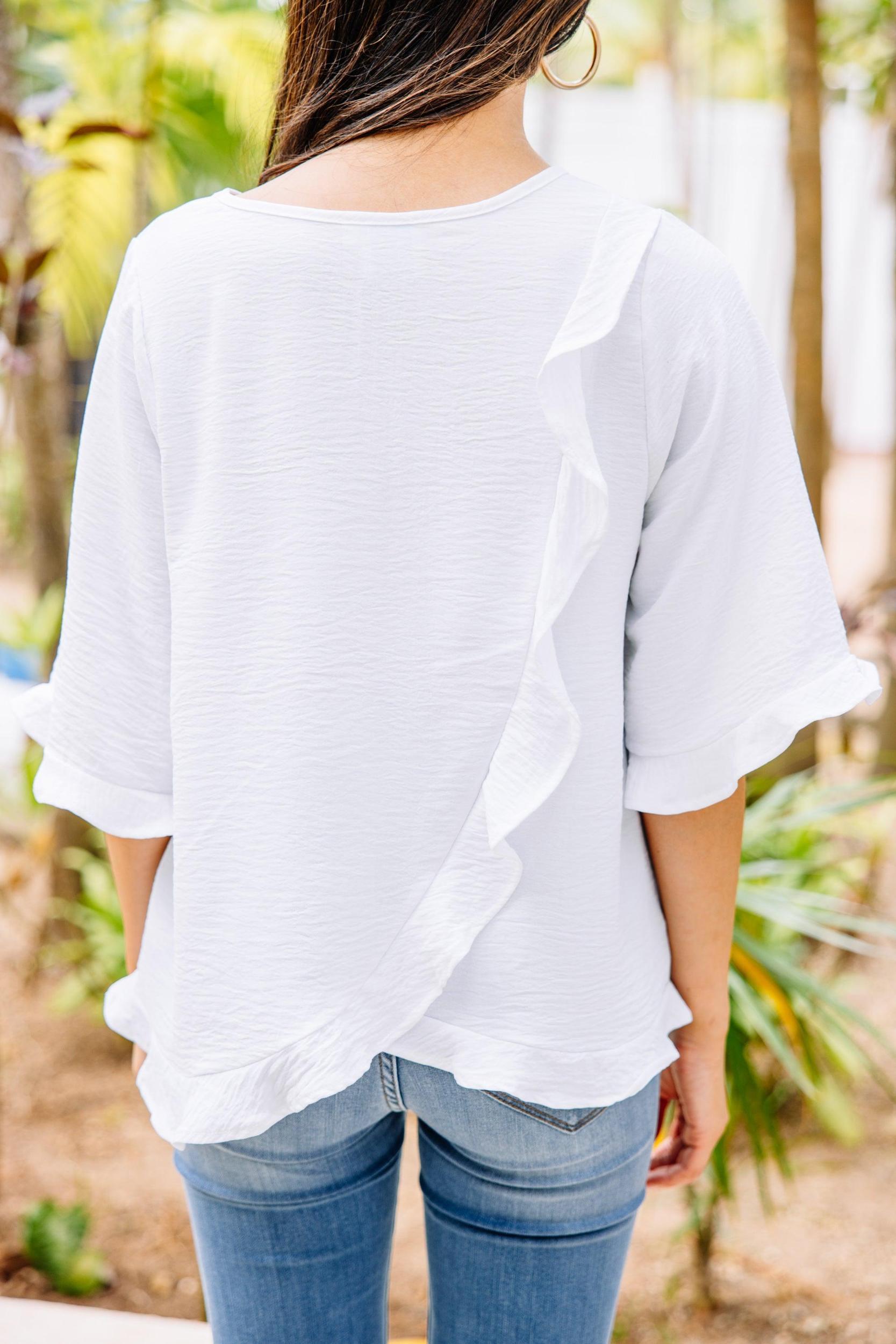 All You Have To Do White Ruffle Blouse Female Product Image