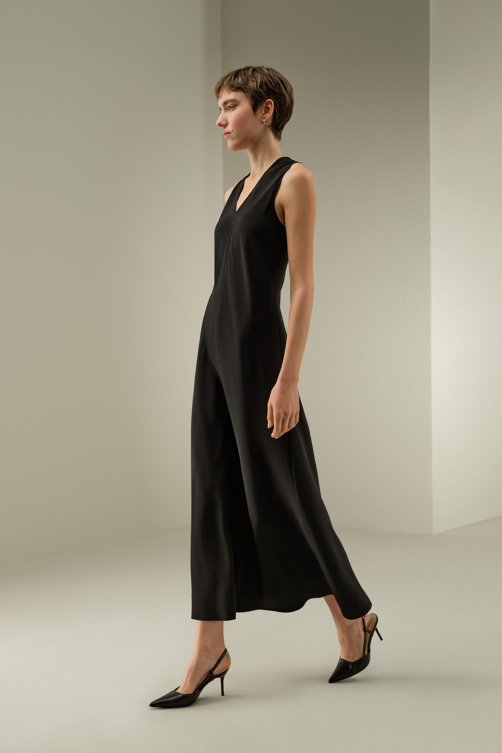 V-Neck Silk Long Dress Product Image