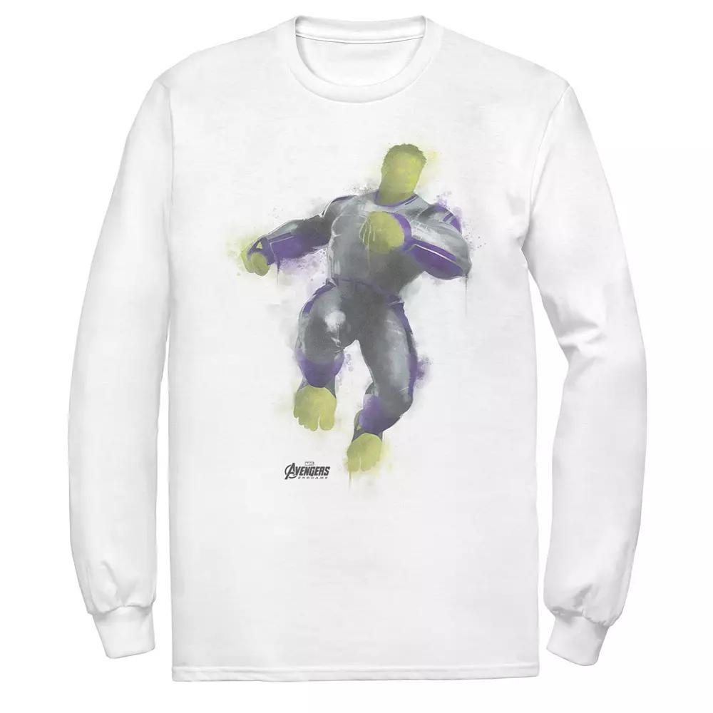 Men's Marvel Avengers Endgame Hulk Spray Paint Pose Long Sleeve Graphic Tee, Size: Medium, White Product Image