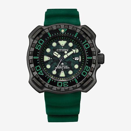 Men's Citizen Eco-DriveÂ® Promaster Gunmetal Grey Super Titaniumâ¢ Strap Watch with Green Dial (Model: Bn0228-06W) Product Image