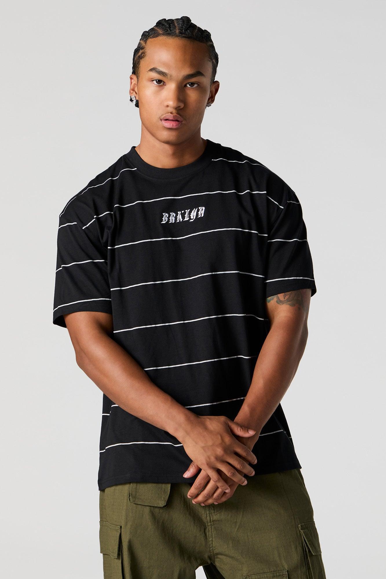 City Embroidered Striped T-Shirt Male Product Image