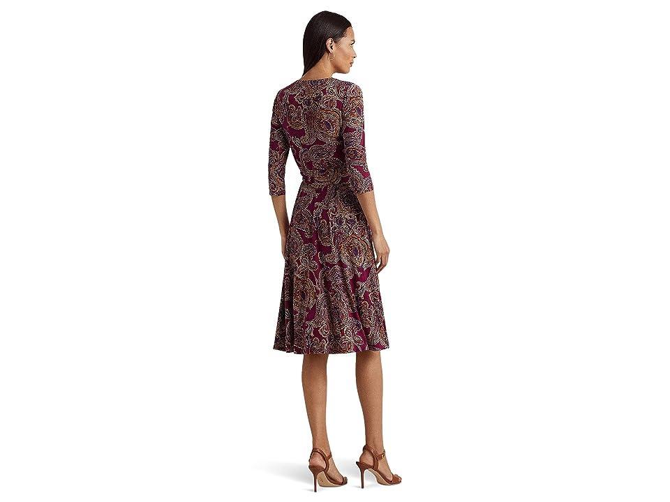 Lauren Ralph Lauren Paisley Surplice Jersey Dress Multi) Women's Dress Product Image