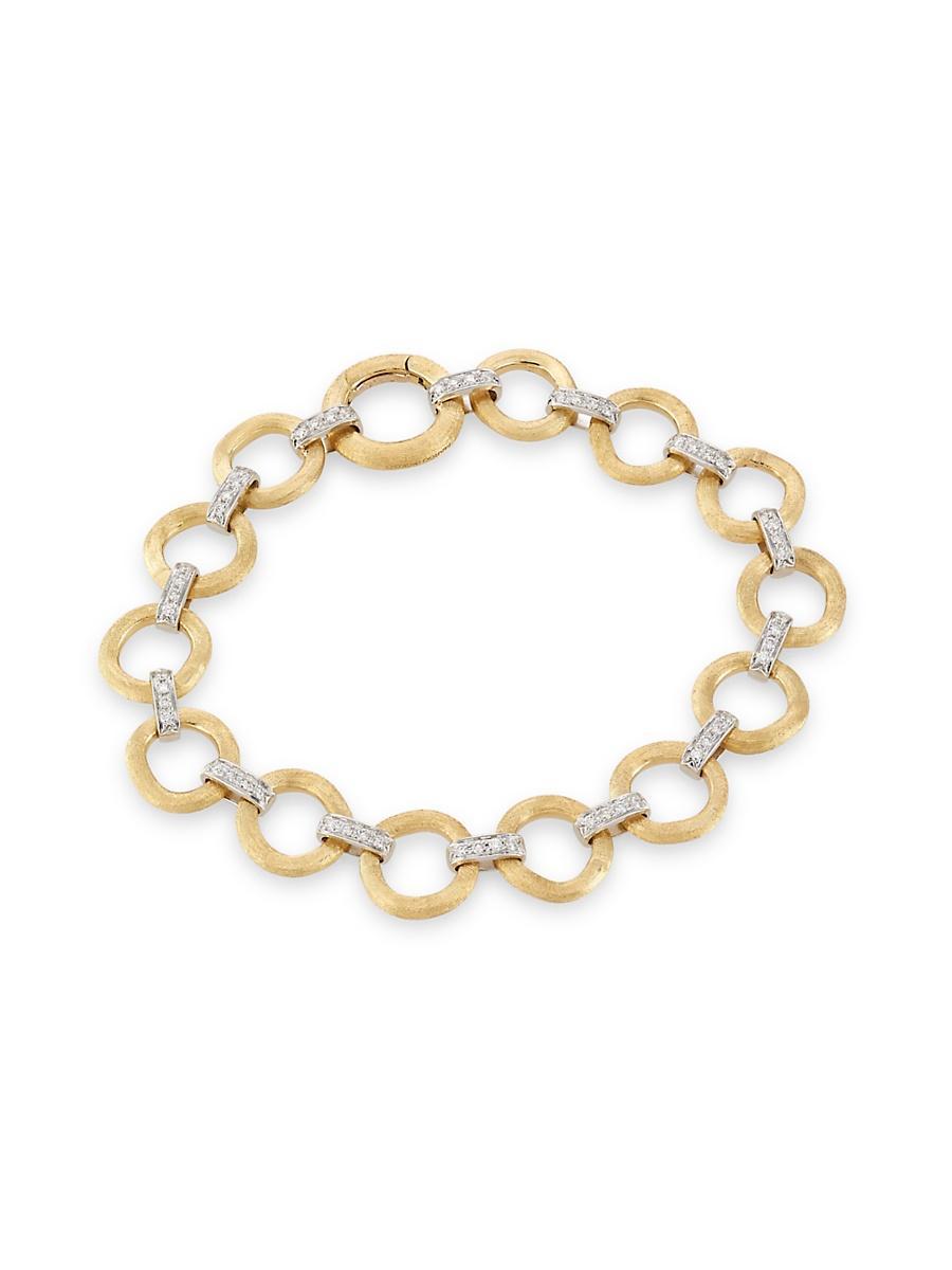 Womens Jaipur Link 18K Yellow & White Gold & Diamond Flat-Link Bracelet Product Image