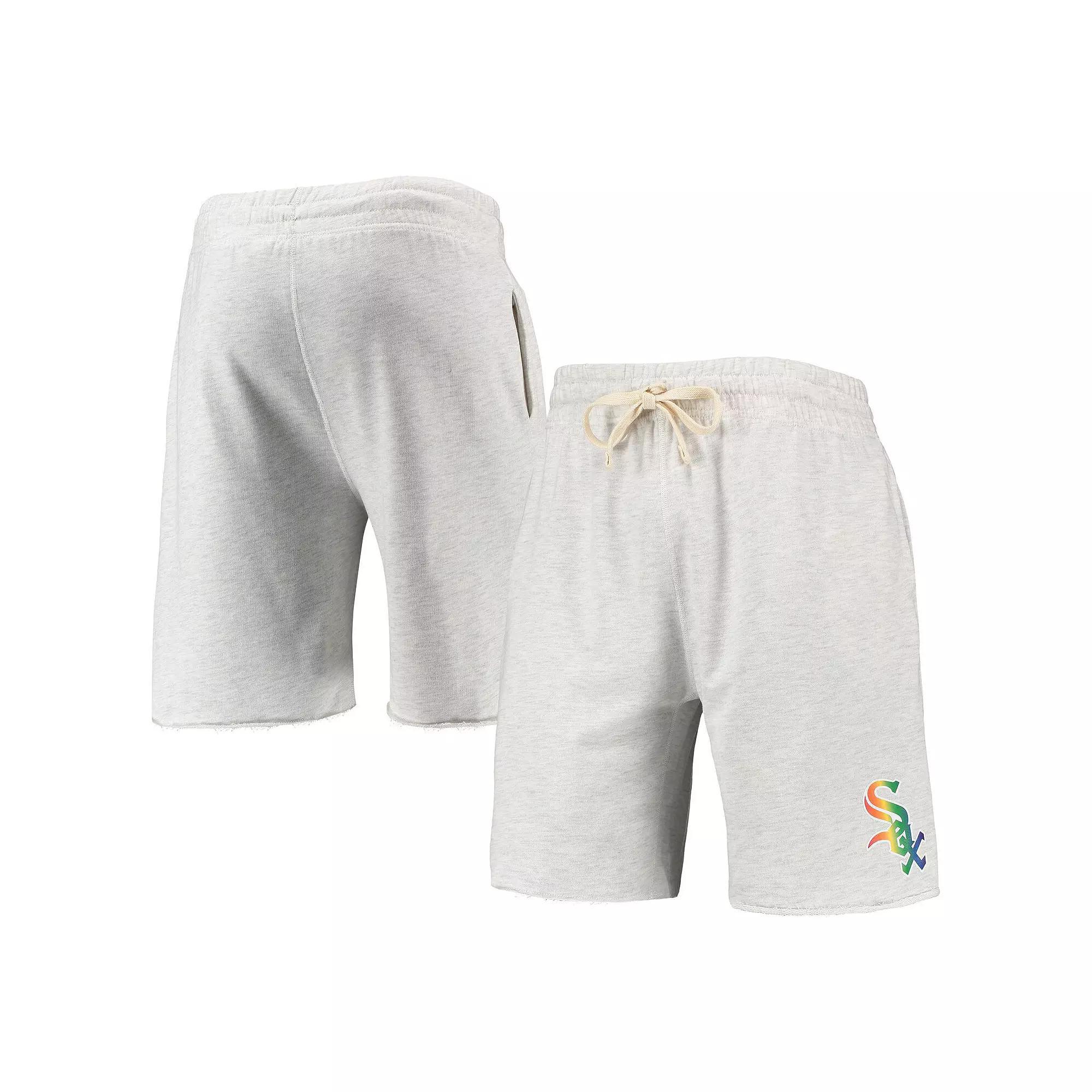 Men's Concepts Sport Oatmeal Chicago White Sox Mainstream Logo Terry Tri-Blend Shorts, Size: 3XL, Team Product Image