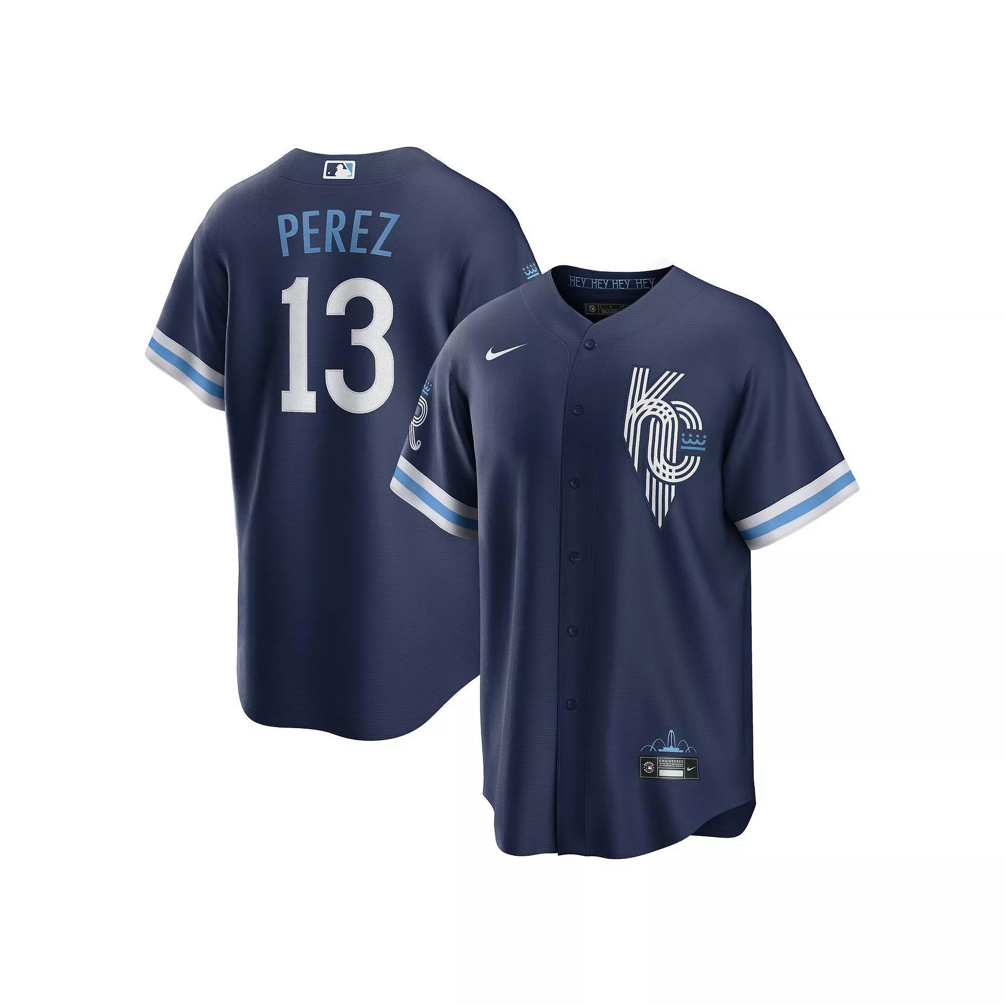 Mens Nike Salvador Perez Kansas City Royals 2022 City Connect Replica Player Jersey Blue Product Image
