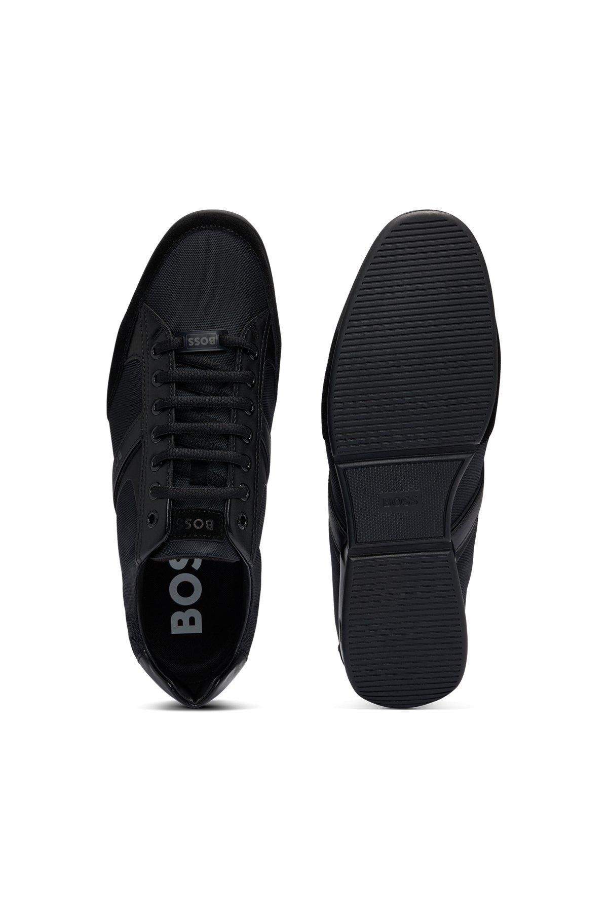 BOSS - Mixed-material trainers with suede and faux leather - Black Product Image