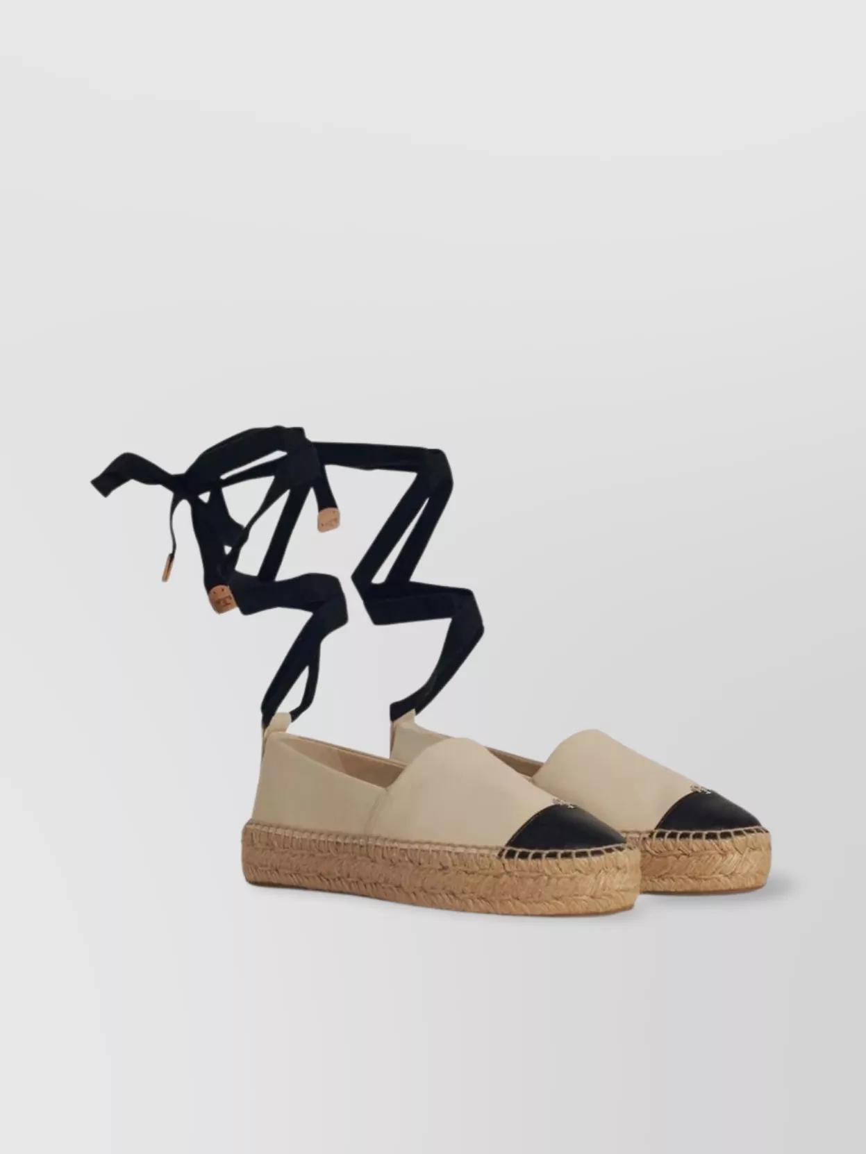 TORY BURCH White Espadrilles With Metallic Logo On The Front And Ankle Strap In Leather Woman Product Image