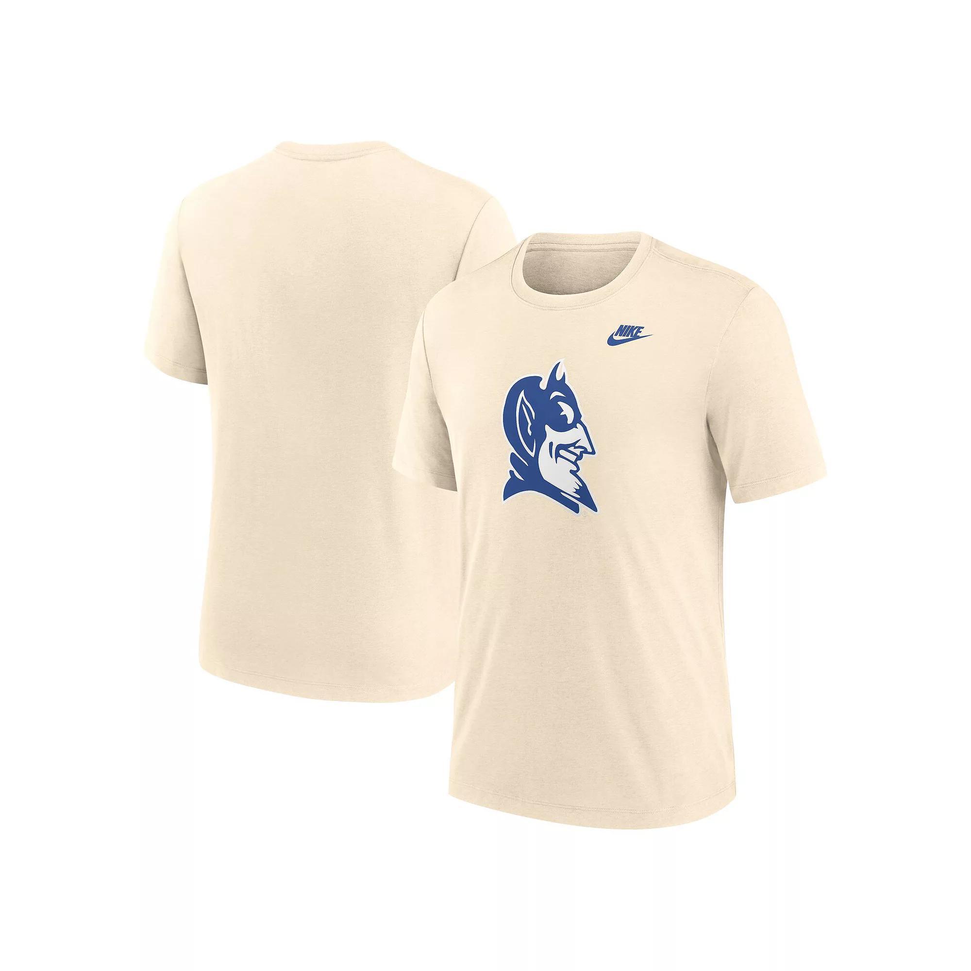 Men's Nike Cream Duke Blue Devils Vault Logo Tri-Blend T-Shirt, Size: Medium, Beige Product Image