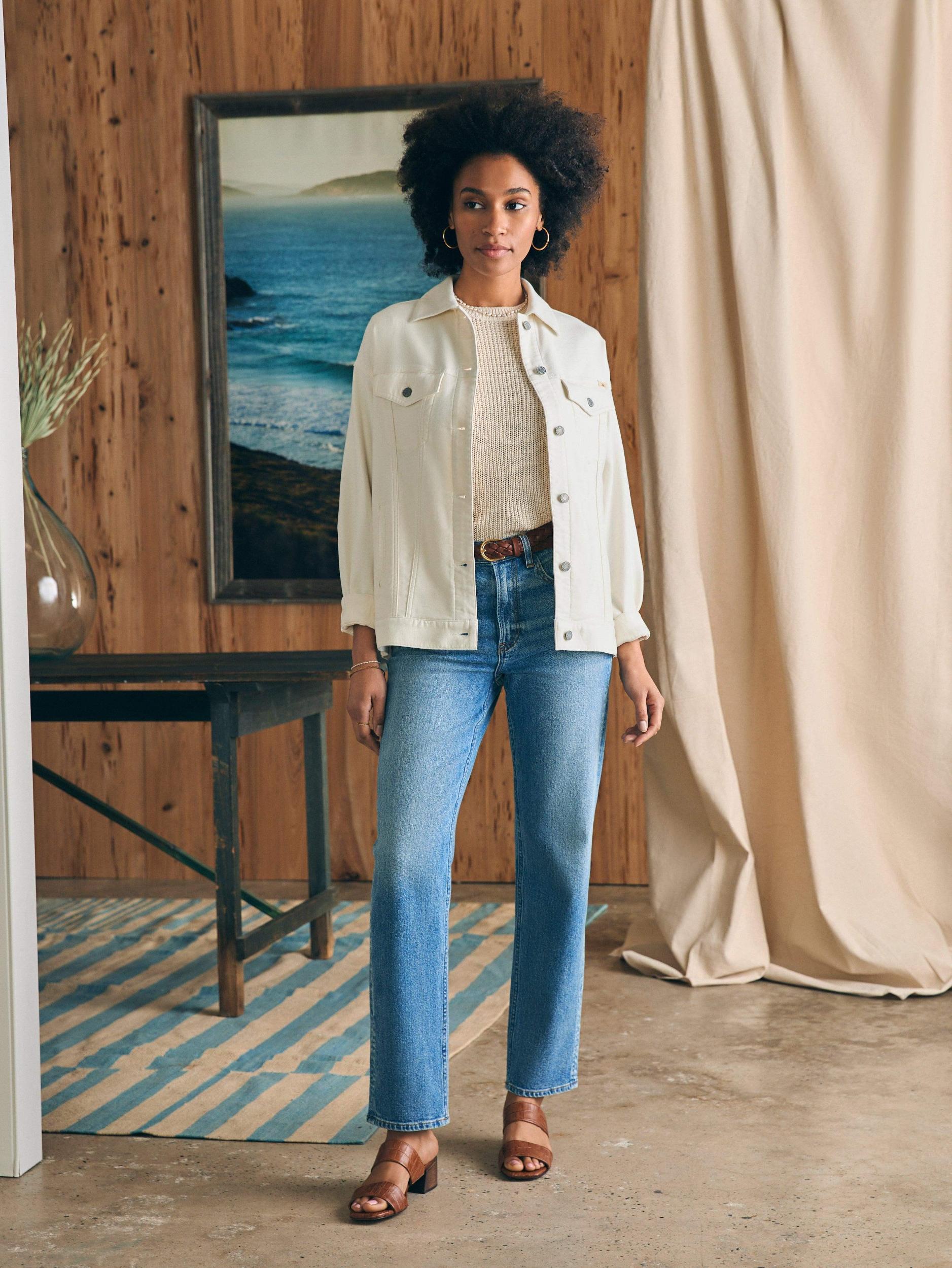 Stretch Terry Trucker Jacket - Egret Female Product Image