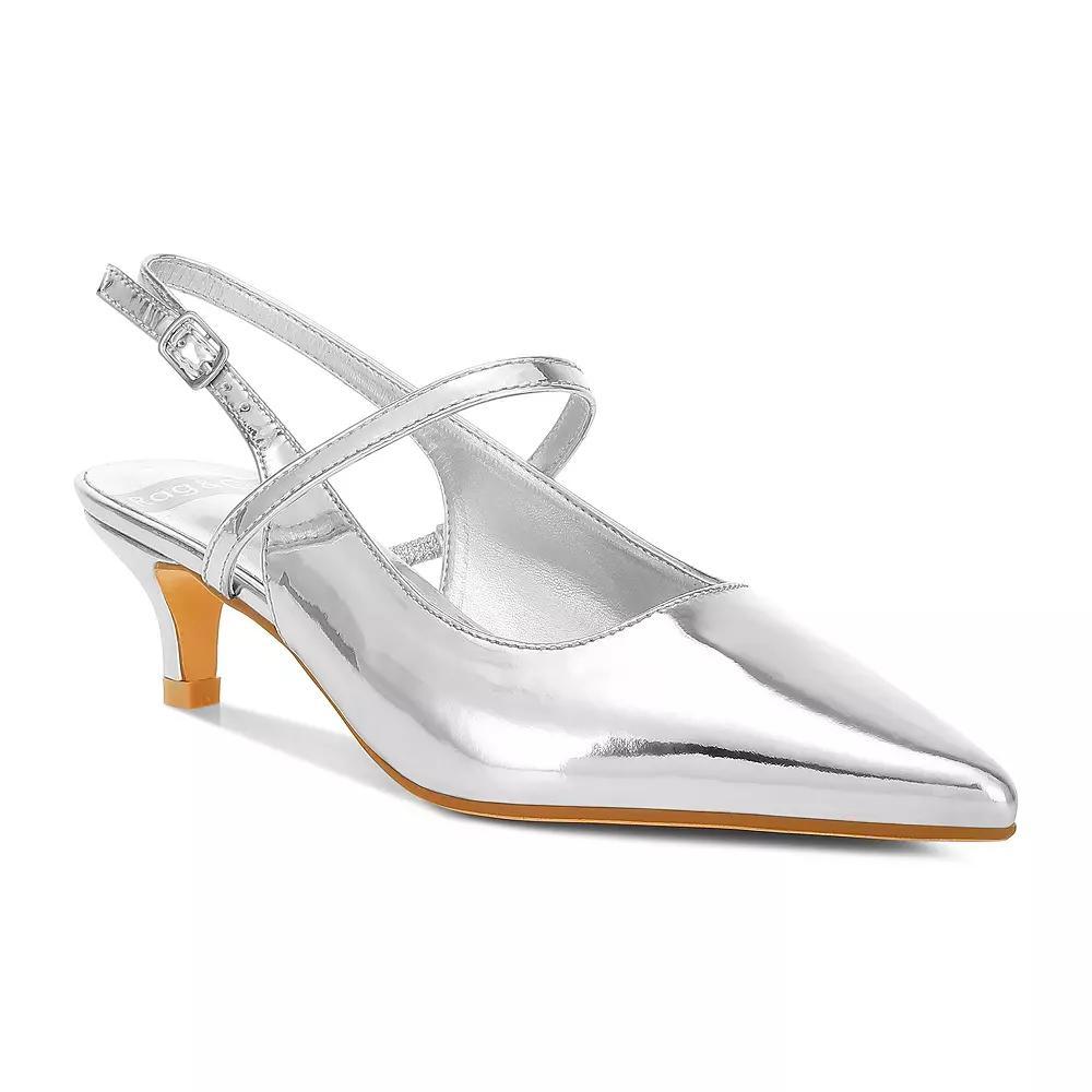 Rag & Co Abloom Women's Slingback Pumps, Size: 8, Silver Product Image