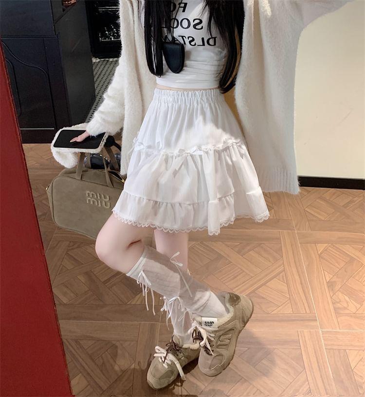 High Rise Plain Mini A-Line Skirt Product Image