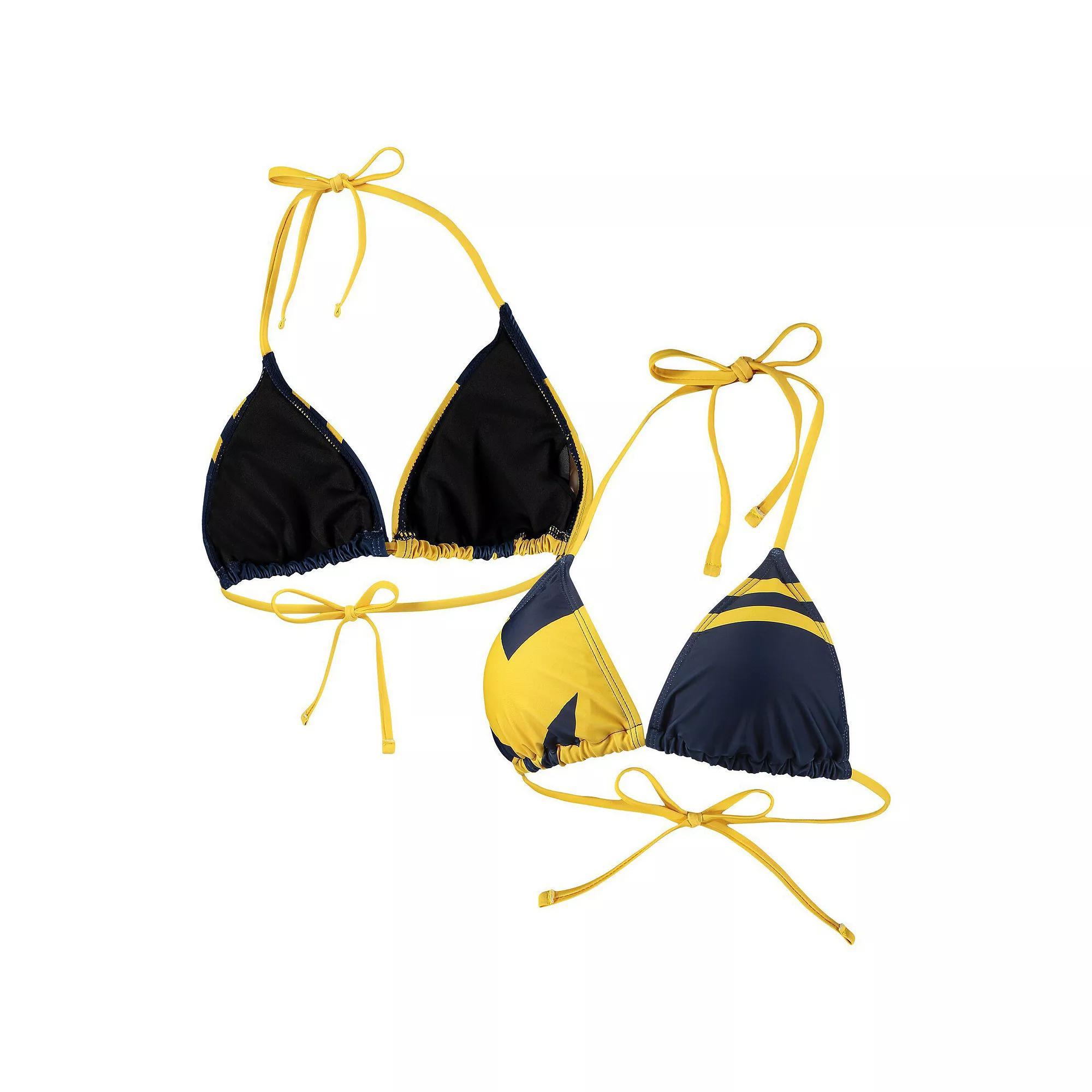 Women's FOCO Navy Michigan Wolverines Wordmark Bikini Top, Size: Large, Blue Product Image