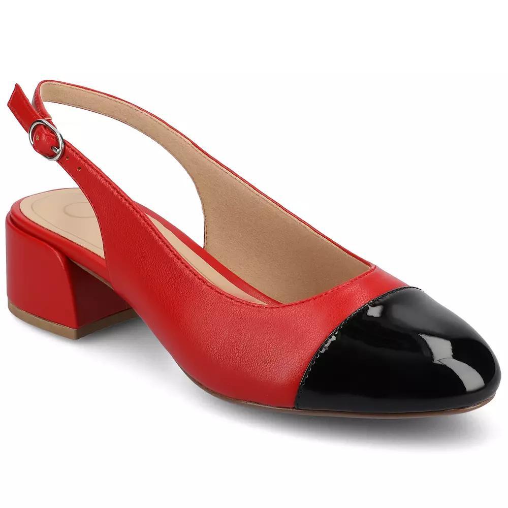 Journee Sammie Womens Cap Toe Block Heel Slingback Pumps Product Image