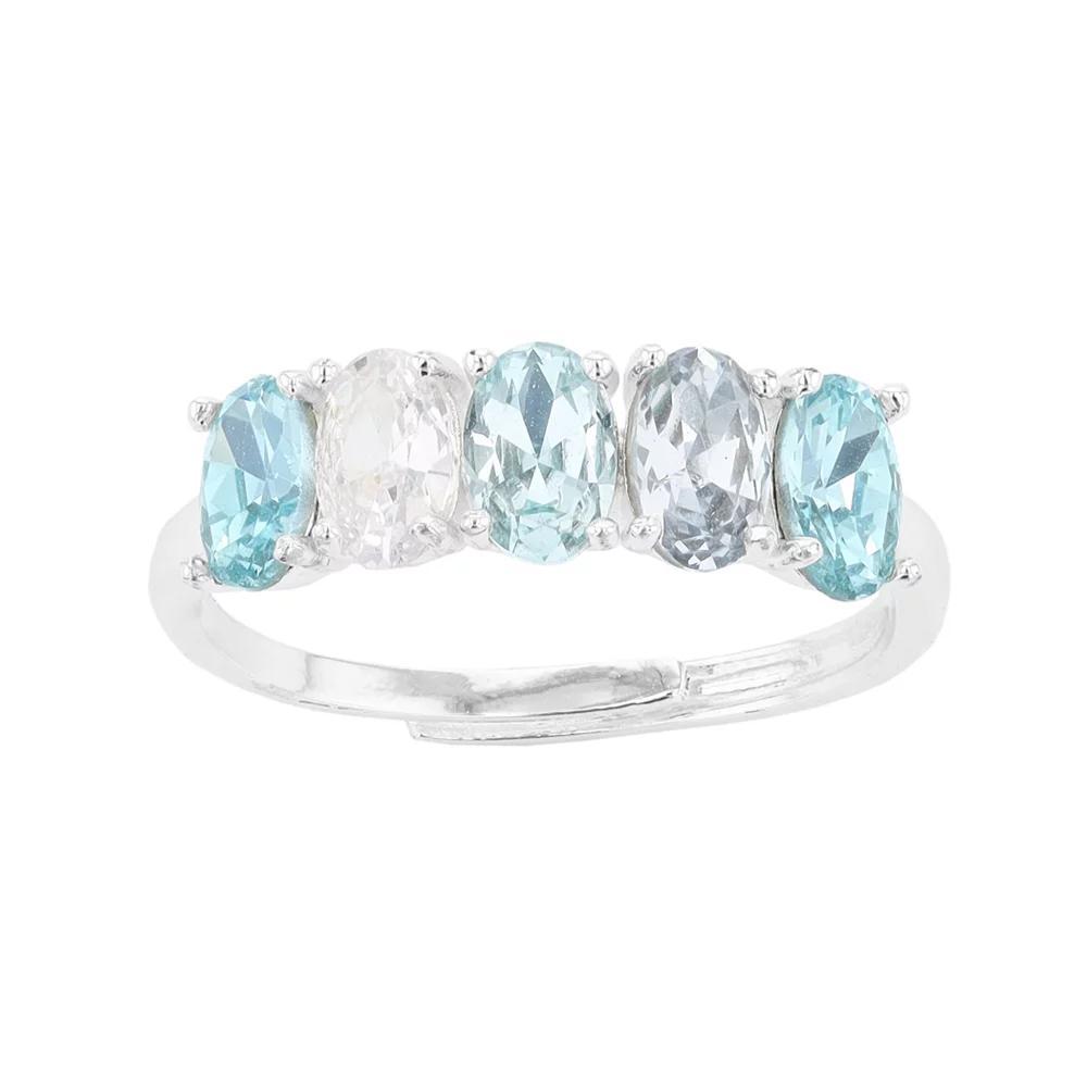 City Luxe 5-Stone Birthstone Crystal Ring, Women's, Silver Tone March Product Image