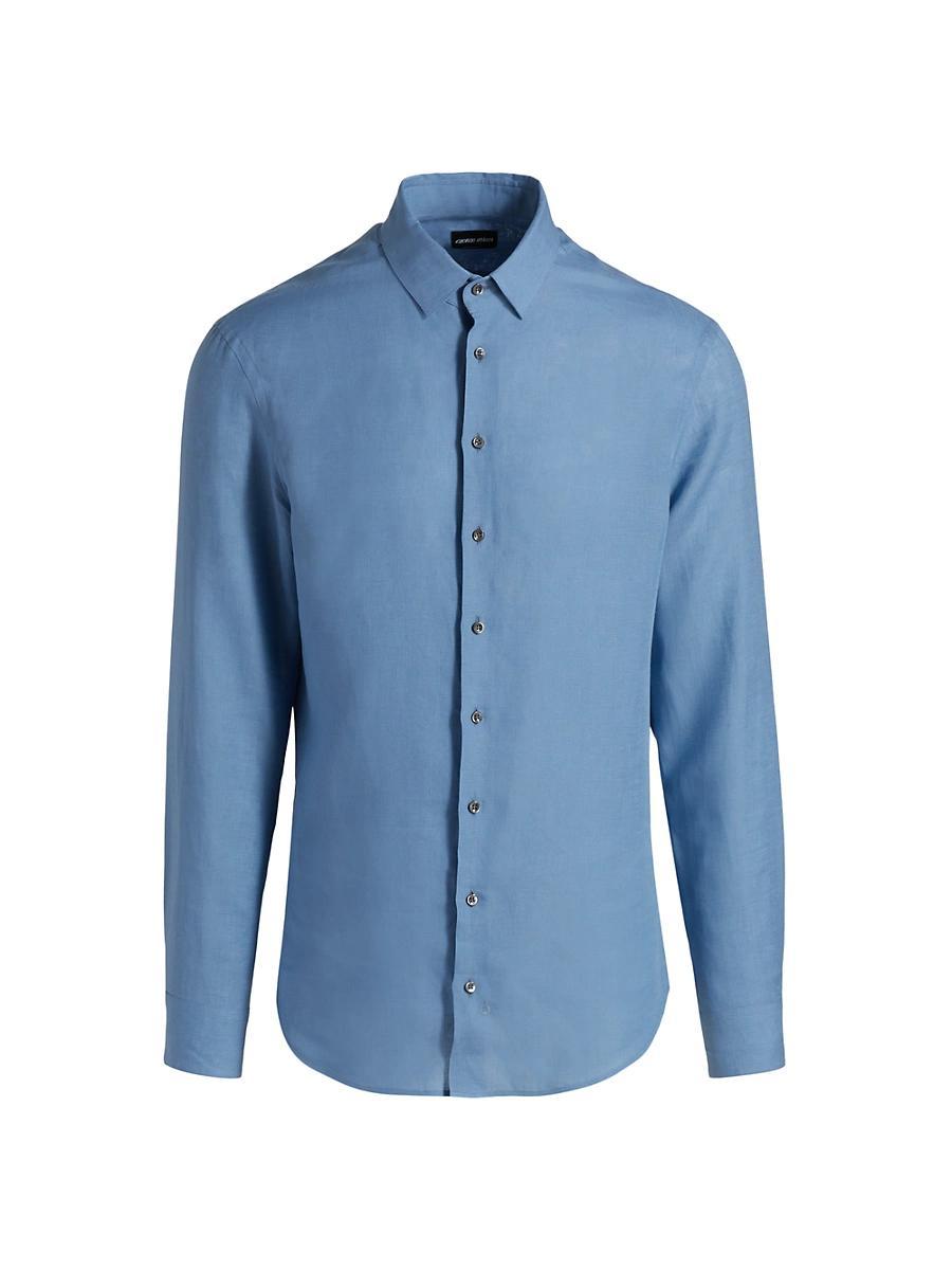 Mens Classic Solid Linen Sport Shirt Product Image