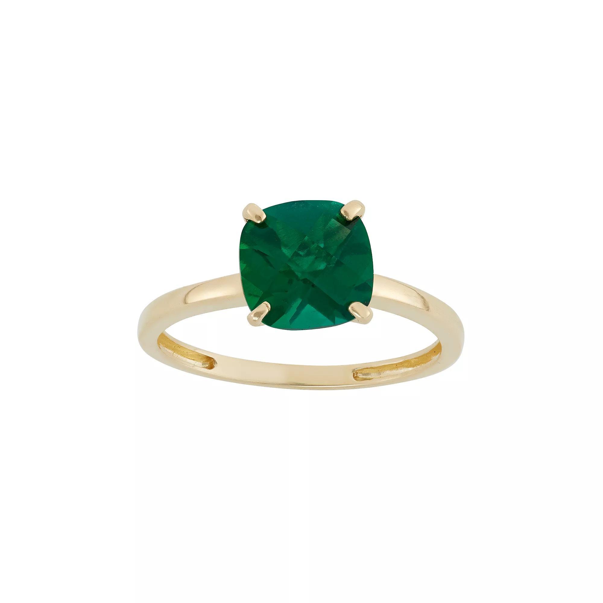 Designs by Gioelli Lab-Created Emerald 10k Gold Ring, Women's, Green Product Image