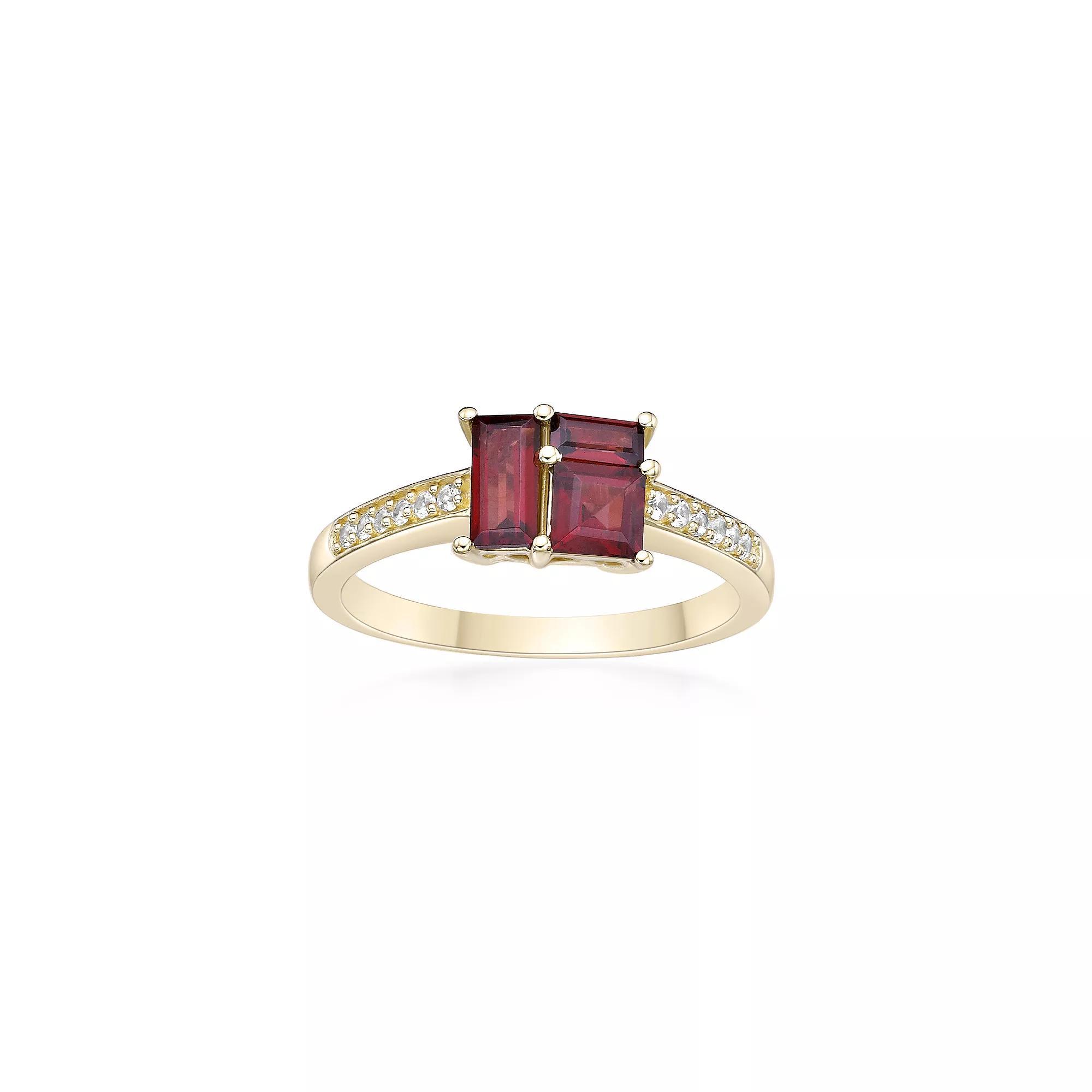 Gemminded 2 Micron Gold Over Silver Garnet & Lab-Created White Sapphire Ring, Women's, Size: 8, Gold Tone Product Image