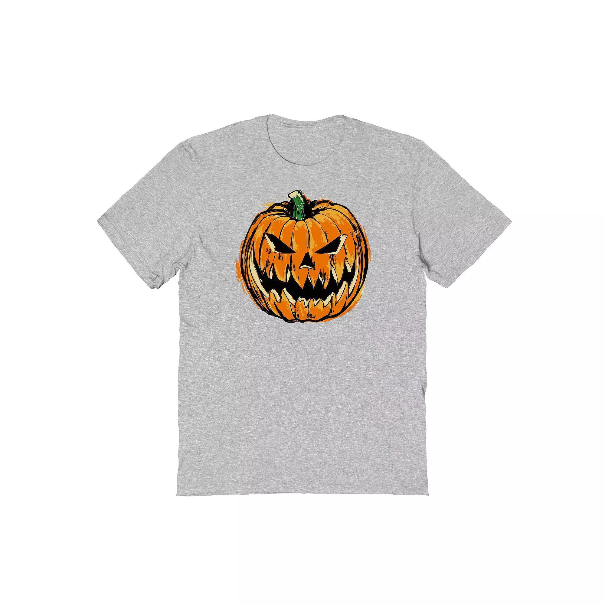 Mens Orange Jack O Lantern Halloween Graphic Tee Product Image