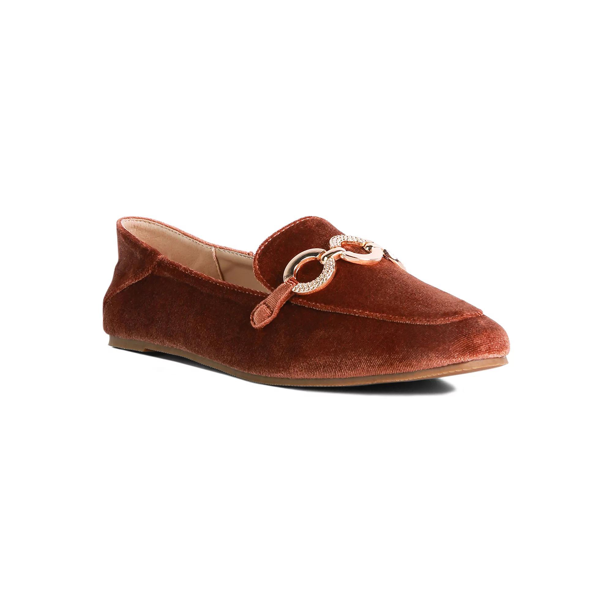 London Rag Women's Metal Detail Loafers, Size: 5, Brown Product Image