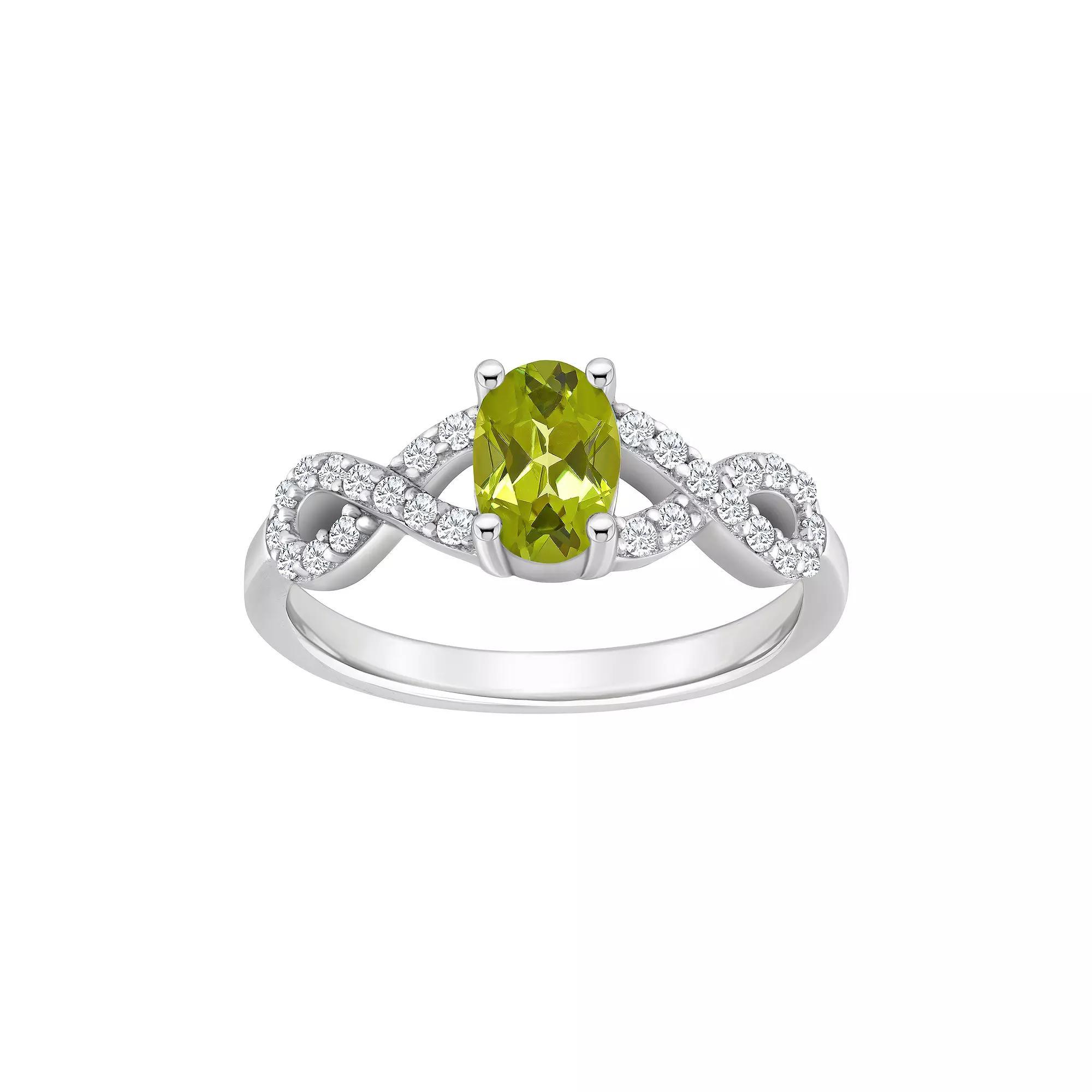 Celebration Gems Sterling Silver Peridot & White Topaz Accent Ring, Women's, Size: 6 Product Image