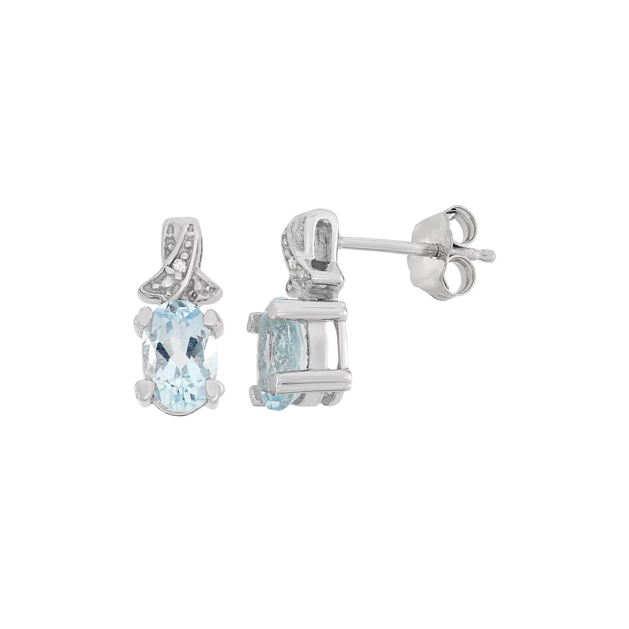 Jewelexcess Sky Blue Topaz & Diamond Accent Sterling Silver Drop Earrings, Women's Product Image