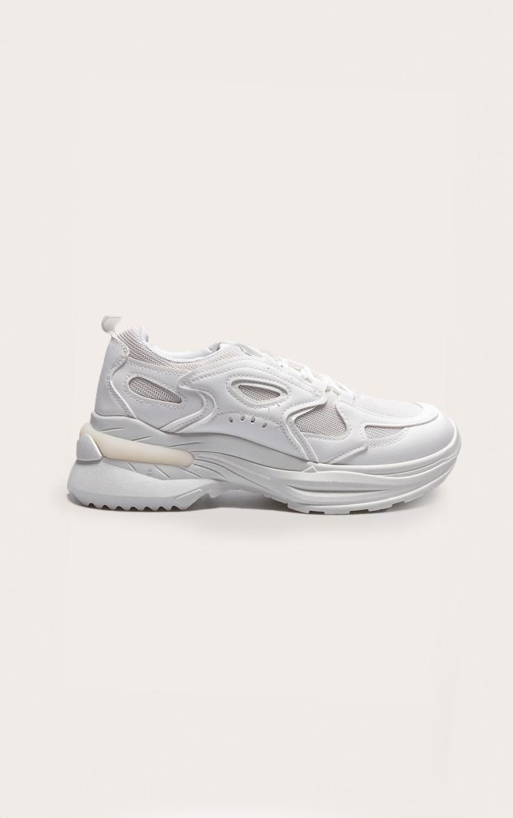 White Contrast Mesh Sneakers Product Image