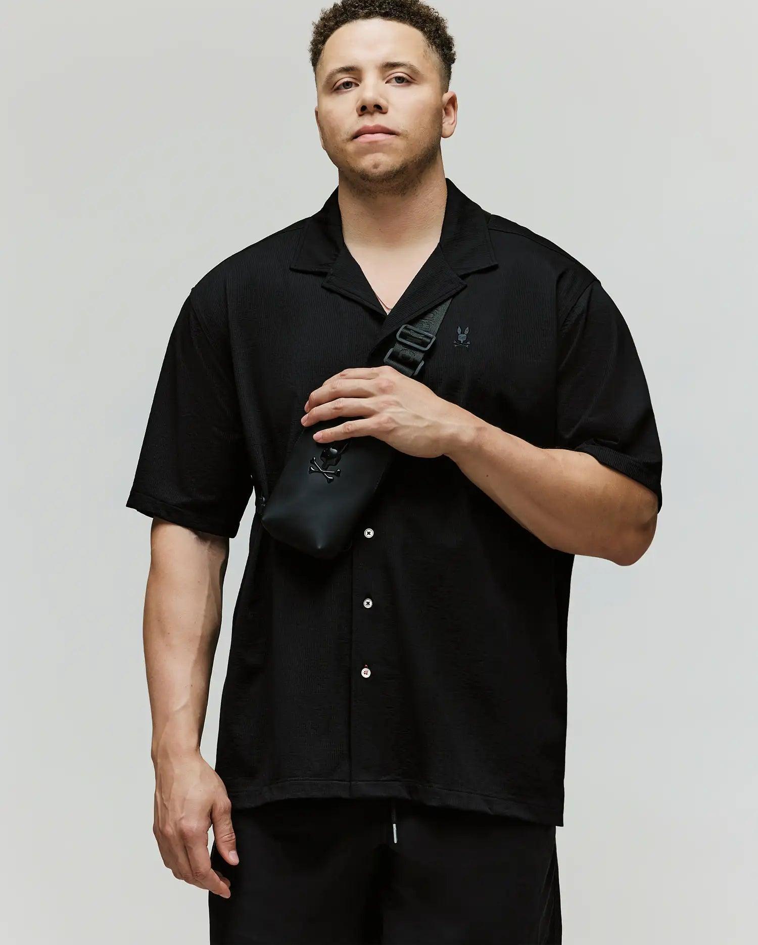 MENS BIG AND TALL JAYME KNIT SEERSUCKER CABANA COLLAR SHIRT - BT0300001 Product Image