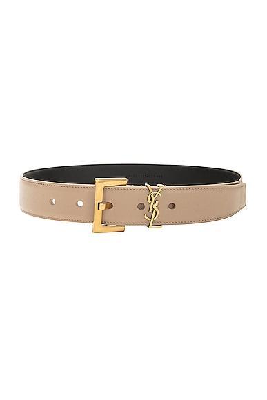 Saint Laurent Monogramme Belt in Beige Product Image