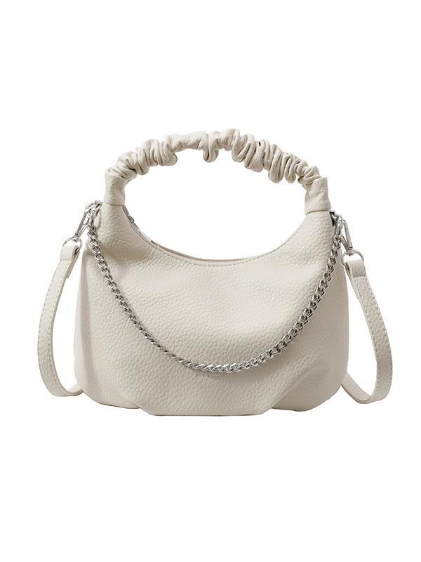 Chains Pleated Solid Color Zipper Crossbody Bags Handbags Product Image