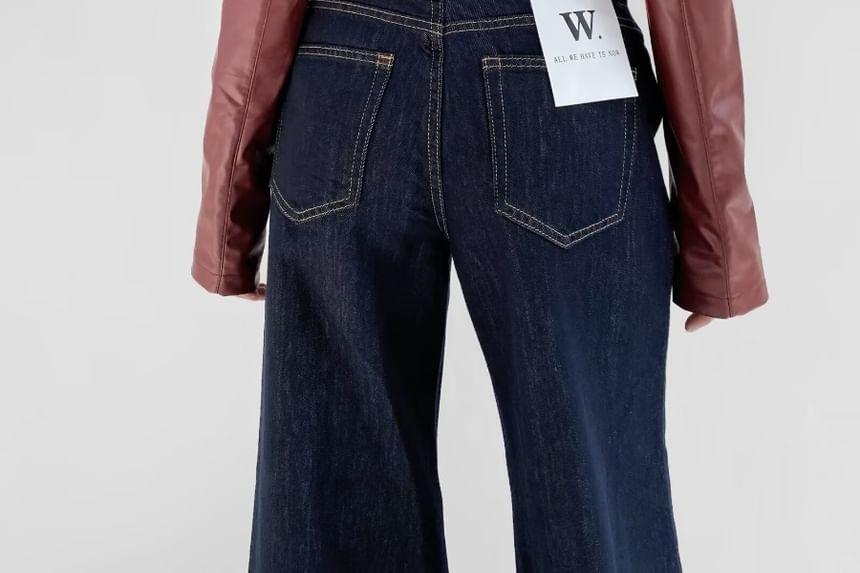 Faux Leather Asymmetrical Zip Jacket Product Image