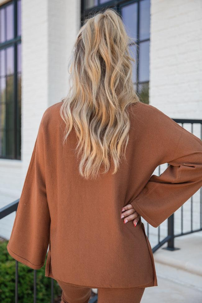 All Set Chocolate Solid Sweater Set SALE Product Image