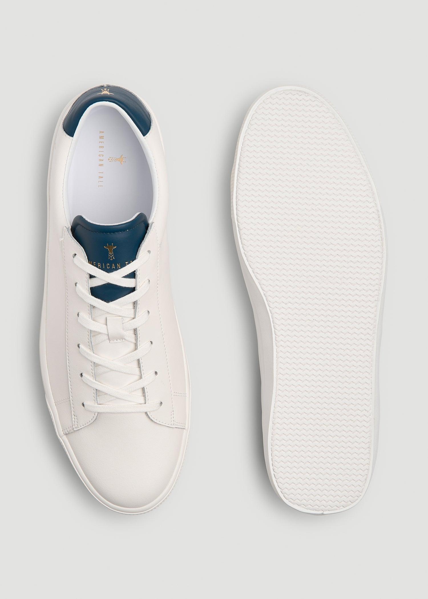 Tennis Sneaker for Tall Men in White and Navy Product Image