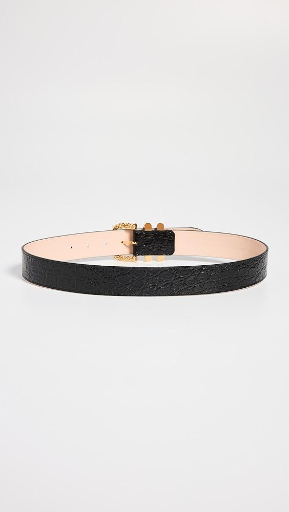 BY FAR Katina Black Circular Croco Embossed Leather Belt | Shopbop Product Image