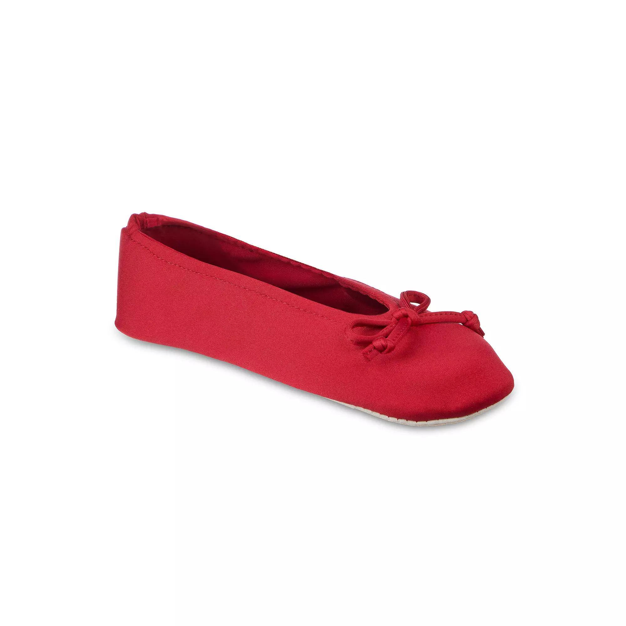 isotoner Satin Women's Ballerina Slippers, Size: Small, Red Pepper Product Image