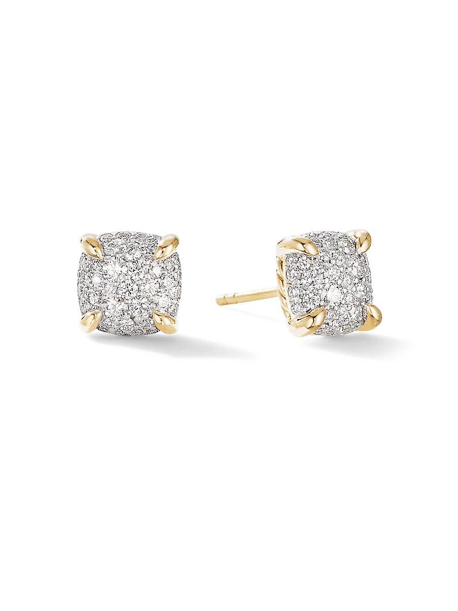 Womens Chatelaine Stud Earrings in 18K Yellow Gold with Pav Diamonds Product Image