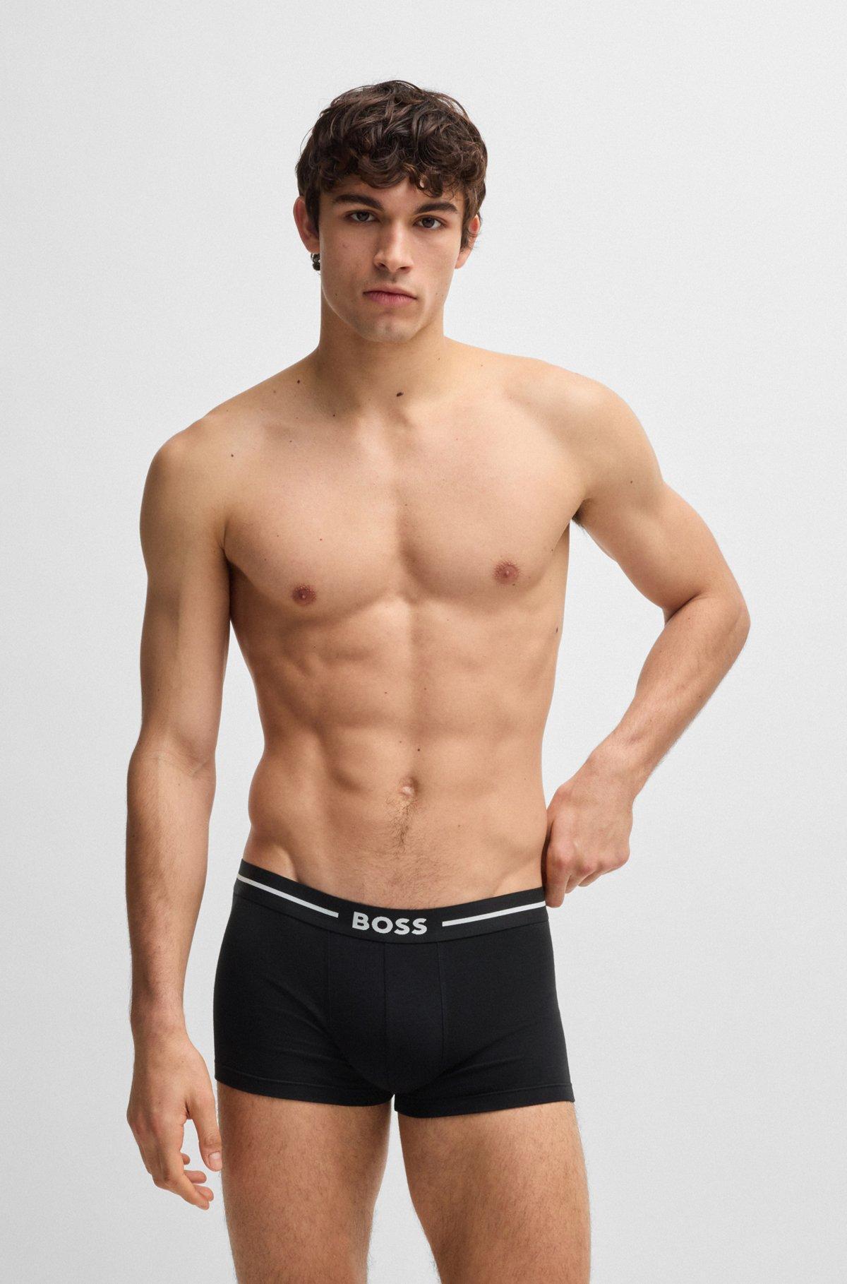Three-pack of stretch-cotton trunks with logo waistbands Product Image
