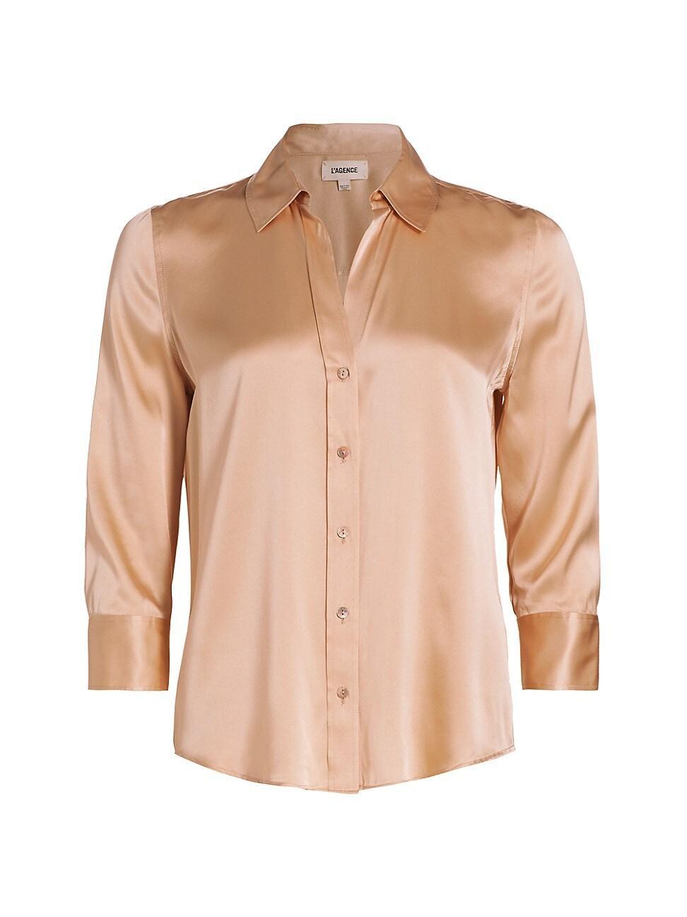 Womens Dani Three-Quarter Sleeve Silk Shirt Product Image